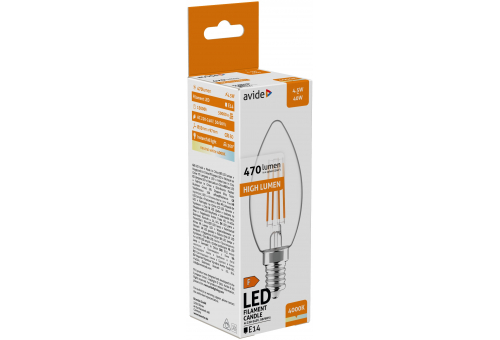 Avide LED Filament Candle 4.5W E14 NW 4000K