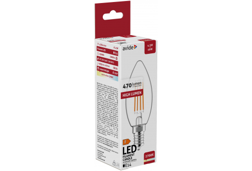 Avide LED Filament Candle 4.5W E14 WW 2700K