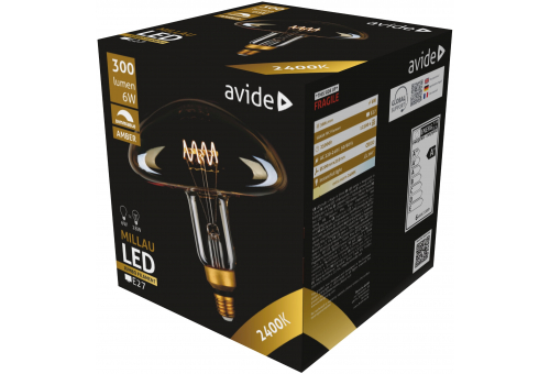LED Jumbo Filament Millau 200x210mm Amber 6W E27 2400K Dimmable