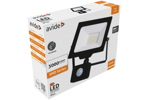 LED Flood Light Slim SMD 30W NW PIR with Quick Connector