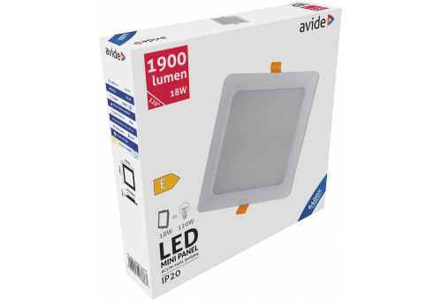 LED Ceiling Lamp Recessed Panel Square Plastic 18W CW 6400K