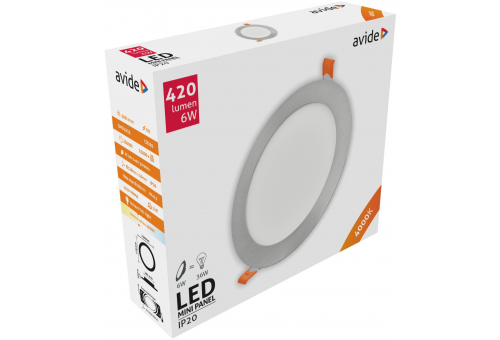 Avide LED Beépíthető Kerek Mennyezeti Lámpa ALU Szatén nikkel 6W NW 4000K