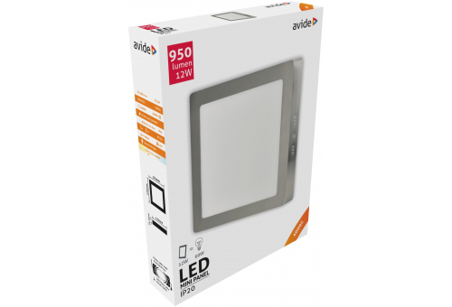 Avide LED Falra Szerelhető Négyzetes Mennyezeti Lámpa ALU Szatén Nikkel 12W NW 4000K