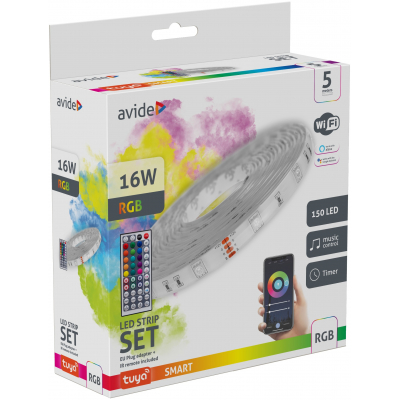 LED Strip Blister RGB + 5m remote IR control 12V TUYA Music 16W 