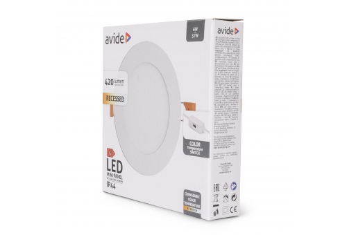 Avide LED Beépíthető Kerek Mennyezeti Lámpa ALU 6W CCT IP44/IP44