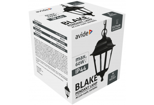 Outdoor Pendant Lamp Blake 1xE27 82.5cm Black IP44