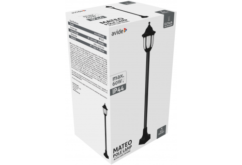 Outdoor Pole Lamp Mateo-XL 122cm 1xE27 Black IP44